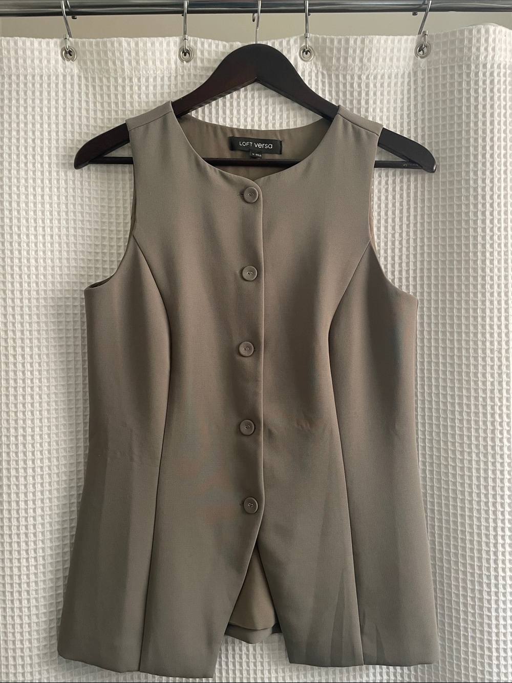 LOFT versa Taupe Cropped Collarless Jacket